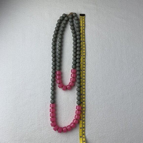 Pink Gray Layered Beaded Necklace Statement Fashion Acrylic - Picture 2 of 5